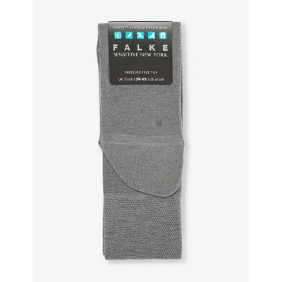 Falke Mens Light Grey Sensitive New York Logo-print Knitted Socks