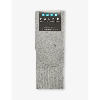 Falke Mens Light Greymel. Ribbed-cuff Cotton-blend Socks