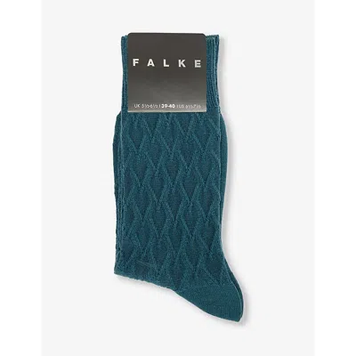 Falke Mens Mulberry Classic Tale Logo-print Cotton-blend Knitted Socks