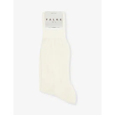 Falke Mens Off-white No. 4 Logo-print Silk-blend Knitted Socks