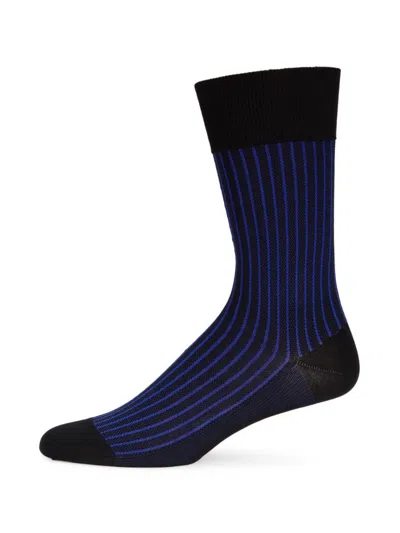 Falke Men's Oxford Striped Crew Socks In Black