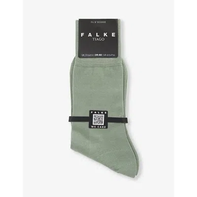 Falke Mens Pale Olive Tiago Logo-print Ankle-rise Stretch-organic-cotton Blend Socks