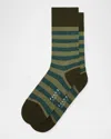 Falke Mapped Line Cotton Blend Mid Calf Socks In Military