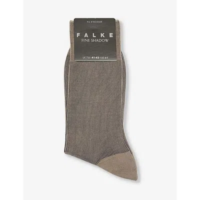Falke Mens Silbergrau Fine Shadow Striped Stretch-knit Socks