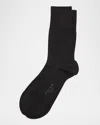 Falke Cotton Blend Fil D'ecosse Mid Calf Socks In Black