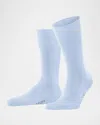 Falke Men's Tiago Cotton-stretch Crew Socks In Bluebell