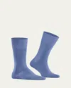 Falke Cotton Blend Fil D'ecosse Mid Calf Socks In Cornflower