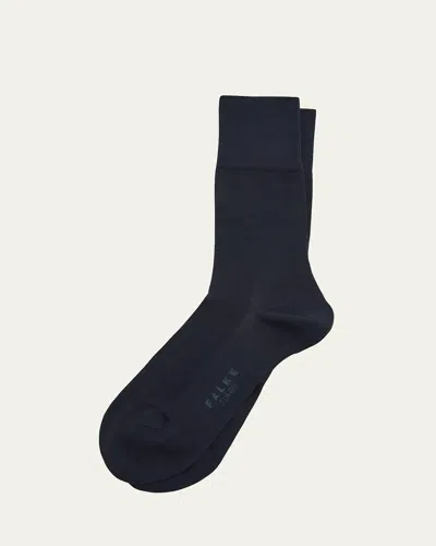 Falke Men's Tiago Cotton-stretch Crew Socks In Dark Navy