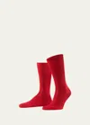 Falke Men's Tiago Knit Mid-calf Socks In Scarlett