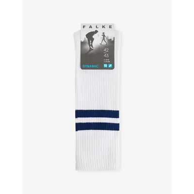 Falke Mens Dynamic Stripe-trim Stretch-cotton Socks 2000 White In 2000 White