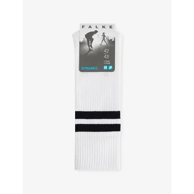 Falke Mens Dynamic Stripe-trim Stretch-cotton Socks 2030 Off White In 2030 Off White