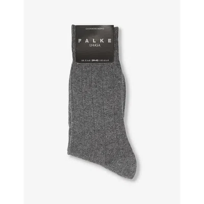 Falke Mens 3390 Light Greymel. Lhasa Rib Wool-blend Knitted Socks