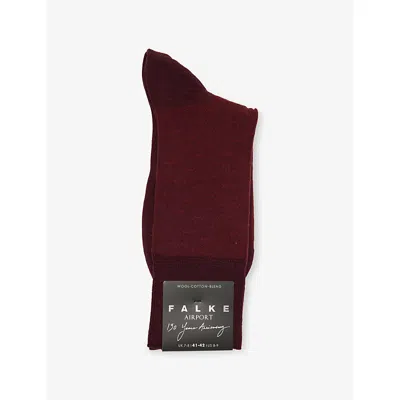 Falke Mens Barolo Aiport Edition Crew-length Stretch Wool-blend Socks In Burgundy