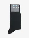Falke Mens Black Cool 24/7 Logo Stretch-cotton Blend Socks In Black