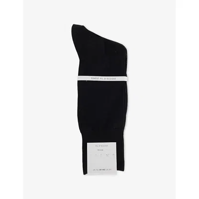 Falke Mens Black No 9 Crew-length Wool-blend Socks