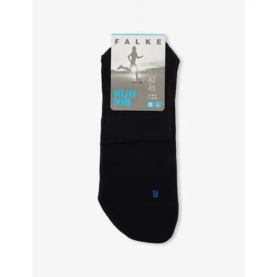 Falke Mens Black Run Rib Cotton-blend Socks