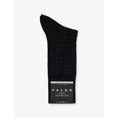 Falke Mens Black Tiago Dotted Line Cotton-blend Socks