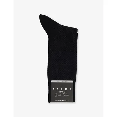 Falke Mens Black Tiago Special Edition Cotton-blend Socks