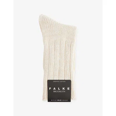 Falke Mens Sandstone Brooklyn Stretch Cotton-blend Socks In Neutral