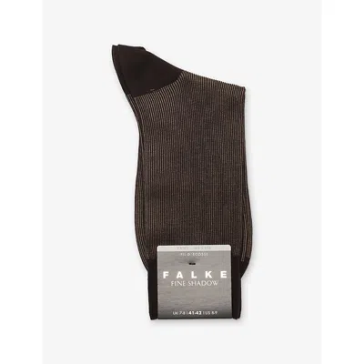 Falke Mens Brown Fine Shadow Cotton-blend Socks In Blue