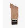 Falke Mens Camel Mid-calf Cotton-blend Knitted Socks In Brown
