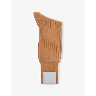 Falke Mens Camel No 2 Finest Cashmere-blend Crew-length Socks In Brown