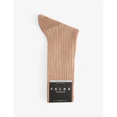 Falke Mens Camel Shadow Striped Cotton Socks In Brown