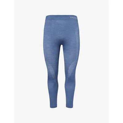 Falke Mens Captain Long Wool-tech Tights In Blue