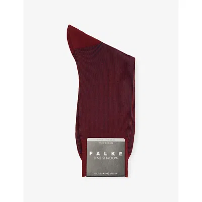 Falke Mens Cayenne Fine Shadow Cotton-blend Crew Socks In Red