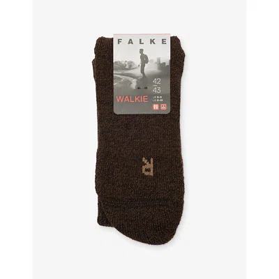 Falke Mens Dark Brown Walkie Ergo Stretch Wool-blend Socks