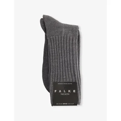 Falke Mens Nelson Knitted Boot Socks Dark Grey In Gray