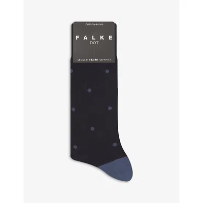 Falke Mens Dark Navy Dot Cotton-blend Socks