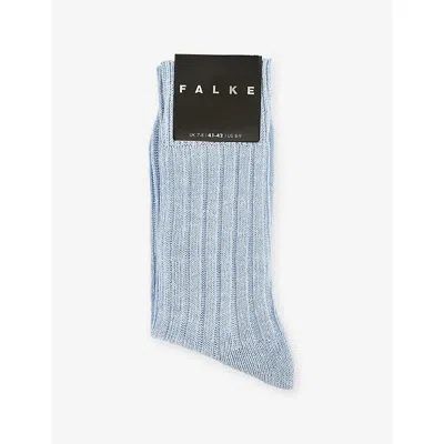 Falke Mens Dream Blue Bay Ribs Linen-blend Socks