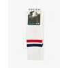 Falke Mens Dynamic Stripe-trim Stretch-cotton Socks Weiss-blau-rot In Multi