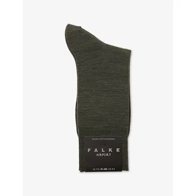 Falke Mens  Airport Wool-blend Socks In Green