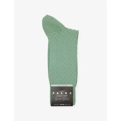 Falke Mens Sage  Cool 24/7 Stretch-cotton Socks In Green