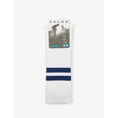 Falke Mens  Dynamic Striped Cotton-blend Socks In White