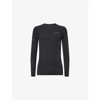 Falke Mens Black Tech Long-sleeve Stretch-wool Blend Top Xl In Blue