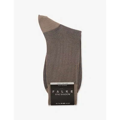 Falke Mens  Fine Shadow Cotton-blend Socks In Brown