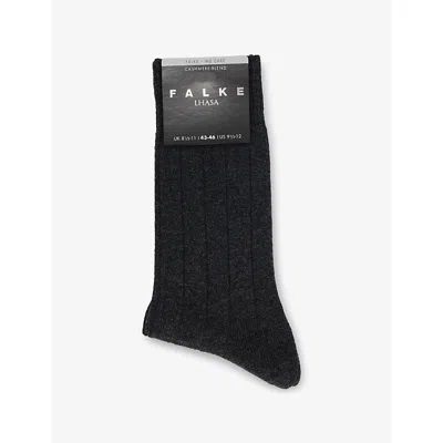 Falke Mens  Lhasa Ribbed Cotton-blend Socks In 3080 Anthra.mel