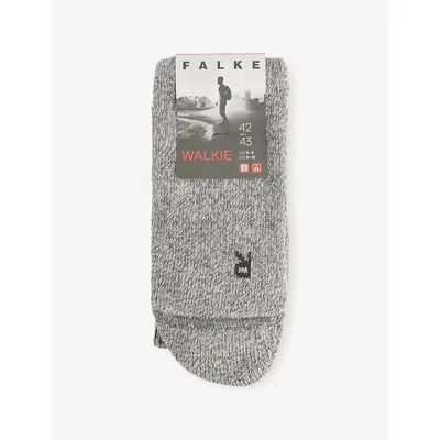 Falke Mens Graphit Mel Walkie Ergo Stretch Wool-blend Socks In Gray