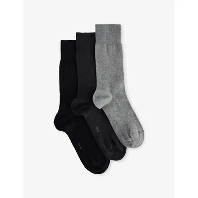 Falke Mens Sortiment Happy Box Pack Of Three Cotton-blend Socks In Gold