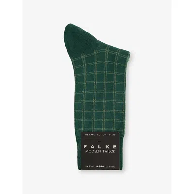 Falke Mens Hunter Green Modern Tailor Stretch-cotton Blend Socks