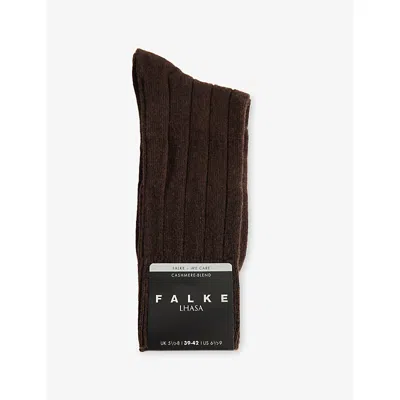 Falke Mens Brown Lhasa Ribbed Wool-blend Knitted Socks