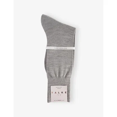 Falke Mens Light Grey Melange No3 Wool-silk Socks