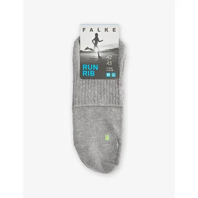 Falke Mens Light Grey Run Rib Cotton-blend Socks In Gray