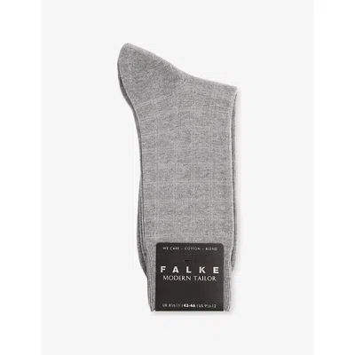 Falke Mens Light Greymel. Modern Tailor Cotton-blend Socks In Gray