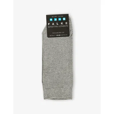 Falke Mens Light Greymel. Sensitive London Stretch-cotton Blend Socks