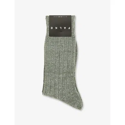 Falke Mens Loden Bay Ribs Linen-blend Socks