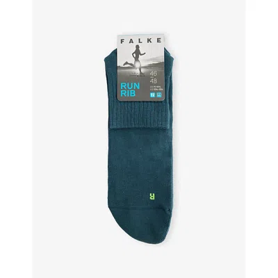 Falke Mens Mulberry Run Rib Cotton-blend Socks In Blue
